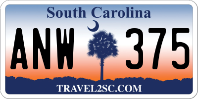SC license plate ANW375