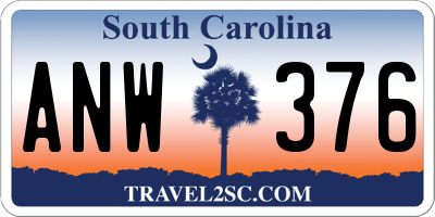 SC license plate ANW376
