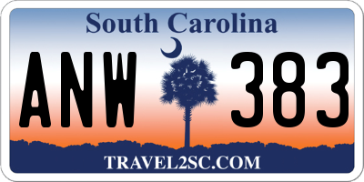 SC license plate ANW383