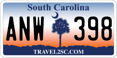 SC license plate ANW398