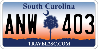 SC license plate ANW403