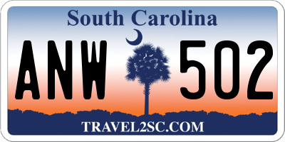 SC license plate ANW502