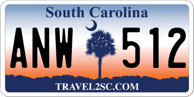 SC license plate ANW512