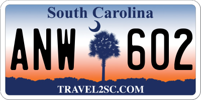 SC license plate ANW602