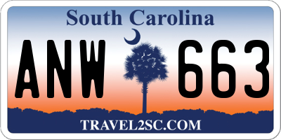 SC license plate ANW663