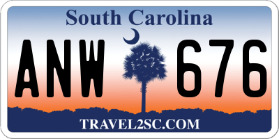 SC license plate ANW676