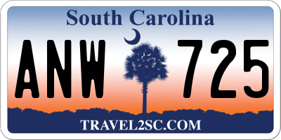 SC license plate ANW725