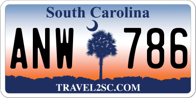 SC license plate ANW786