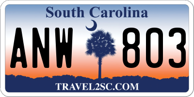 SC license plate ANW803