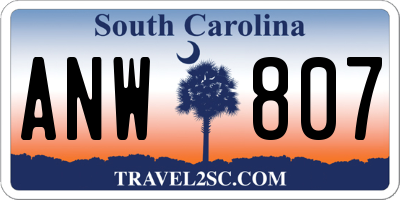 SC license plate ANW807