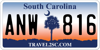 SC license plate ANW816