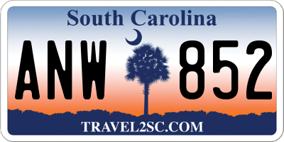 SC license plate ANW852