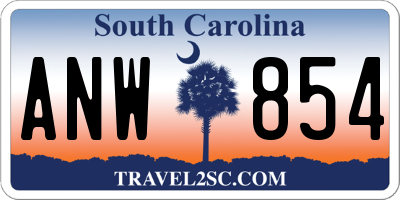 SC license plate ANW854