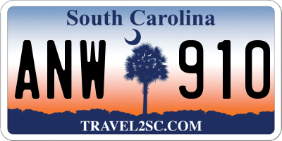 SC license plate ANW910