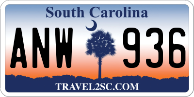 SC license plate ANW936