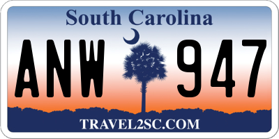 SC license plate ANW947