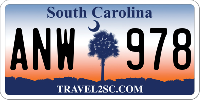 SC license plate ANW978