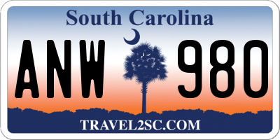 SC license plate ANW980