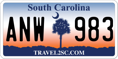 SC license plate ANW983