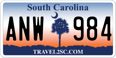 SC license plate ANW984
