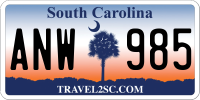 SC license plate ANW985