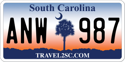 SC license plate ANW987