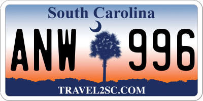 SC license plate ANW996