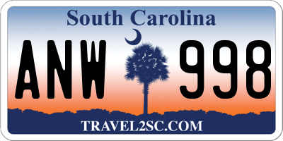 SC license plate ANW998