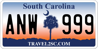 SC license plate ANW999
