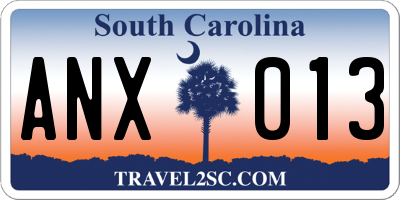 SC license plate ANX013