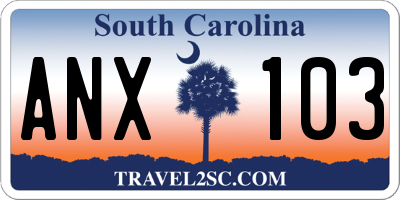 SC license plate ANX103