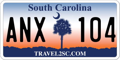 SC license plate ANX104