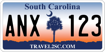 SC license plate ANX123