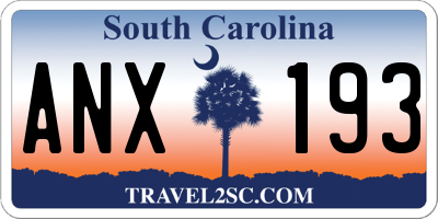 SC license plate ANX193