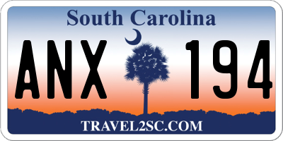SC license plate ANX194