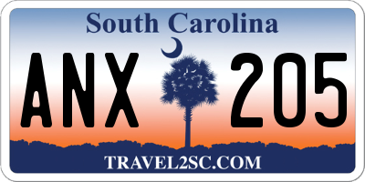 SC license plate ANX205
