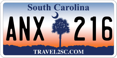 SC license plate ANX216