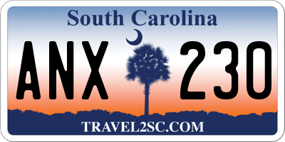 SC license plate ANX230