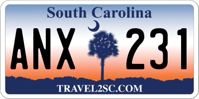 SC license plate ANX231