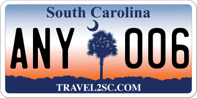 SC license plate ANY006