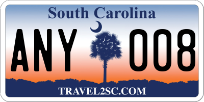 SC license plate ANY008