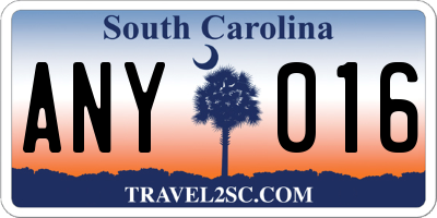 SC license plate ANY016