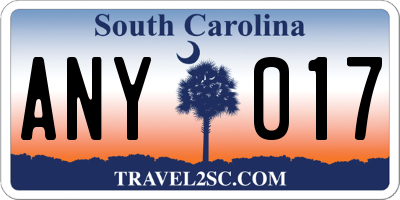 SC license plate ANY017