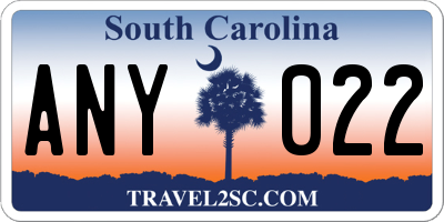 SC license plate ANY022