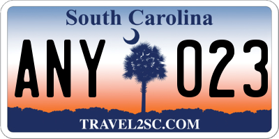 SC license plate ANY023
