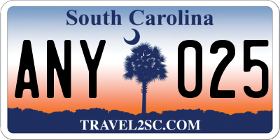 SC license plate ANY025