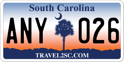 SC license plate ANY026