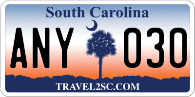 SC license plate ANY030