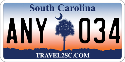 SC license plate ANY034