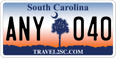 SC license plate ANY040